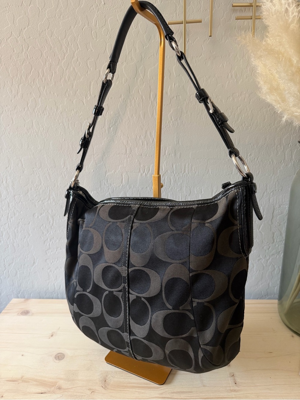 Vintage Y2K Coach Carley Soho Signature Monogram Hobo Shoulder Bag - Black - Picture 1 of 8